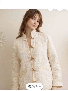 Doen Quilted Parker Jacket in Nutmilk (Cream) Sz M